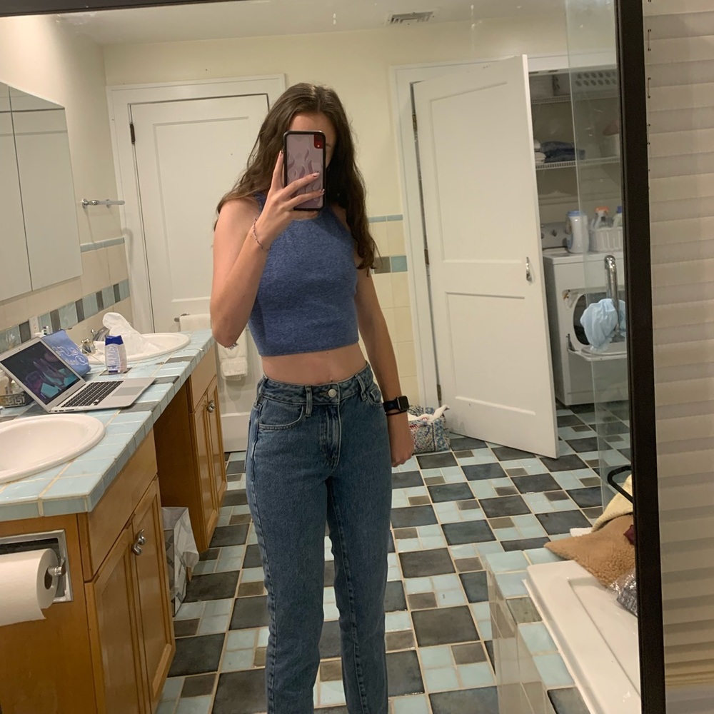 Strappy blue tank top